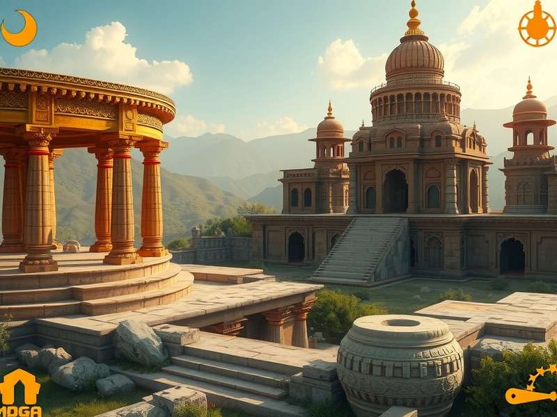 Moga Gold Adventure gameplay screenshot showing ancient ruins exploration